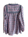 Lola Australia Size XS Pink & blue Cotton Floral Round Split Neck Tunic Top Pink & blue / XS