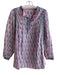 Lola Australia Size XS Pink & blue Cotton Floral Round Split Neck Tunic Top Pink & blue / XS