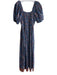 Cleobella Size Medium Blue & Brown Cotton Square Neck Short Puff Sleeve Dress Blue & Brown / Medium