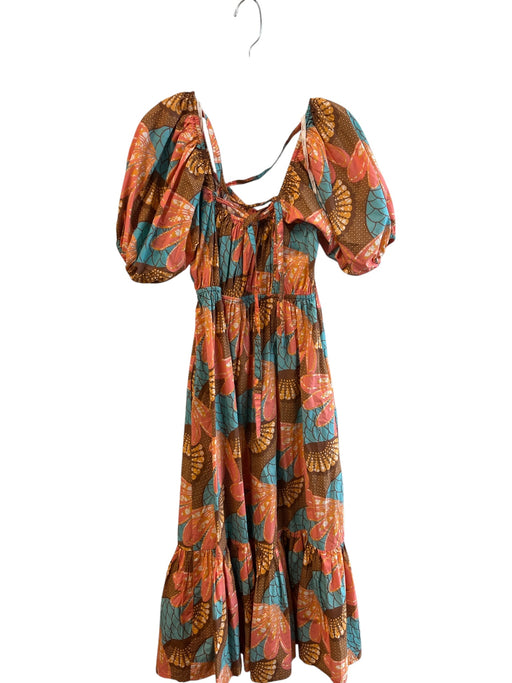 Cleobella Size Small Orange, Teal & Multi Organic Cotton Abstract Floral Dress Orange, Teal & Multi / Small