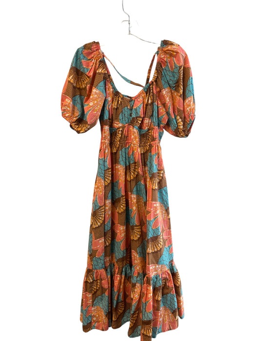 Cleobella Size Small Orange, Teal & Multi Organic Cotton Abstract Floral Dress Orange, Teal & Multi / Small