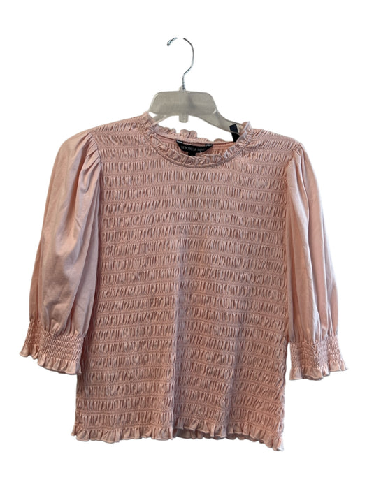 Veronica Beard Size Large Pale Pink Cotton puckered Half Sleeve Round Neck Top Pale Pink / Large