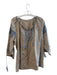 No Brand Size 52 Dark Tan Cotton Embroidered Long Sleeve Round split neck Top Dark Tan / 52