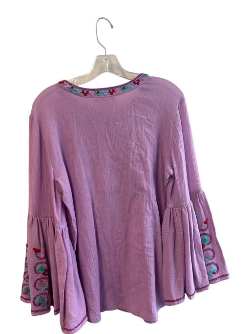 Figue Size Small Purple & Multi Cotton Round Neck Embroidered Long Sleeve Top Purple & Multi / Small