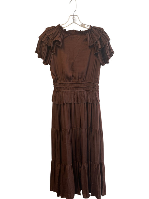 Moon River Size Small Brown No Fabric Tag Short tiered sleeve Tiered Maxi Dress Brown / Small