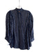 Antik Batik Size S Navy & Silver Cotton Ruffle Collar Button Up Stripes Top Navy & Silver / S