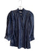 Antik Batik Size S Navy & Silver Cotton Ruffle Collar Button Up Stripes Top Navy & Silver / S