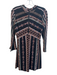 Free People Size Medium Black & Multi Polyester Long Sleeve All Over Print Dress Black & Multi / Medium