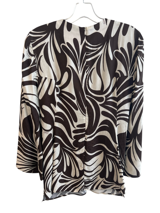 Double J Size Medium Brown & White Viscose Back Zip All Over Print Top Brown & White / Medium