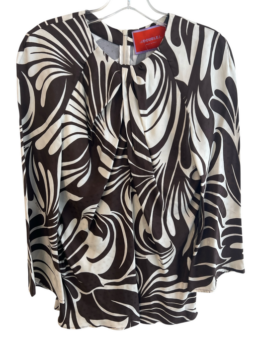 Double J Size Medium Brown & White Viscose Back Zip All Over Print Top Brown & White / Medium