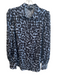 Abbey Glass Size Small Blue & Black No Fabric Tag All Over Print Button Down Top Blue & Black / Small