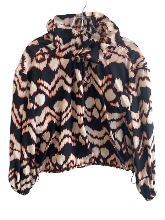Ulla Johnson Size 6 Cream, Black & Orange Silk Abstract Print high neck Top Cream, Black & Orange / 6