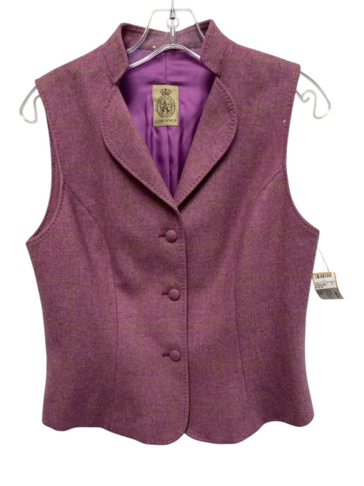Cordings Purple Wool & Cashmere Plaid Button Front Slip Pocket Jacket Set Purple / 12/14
