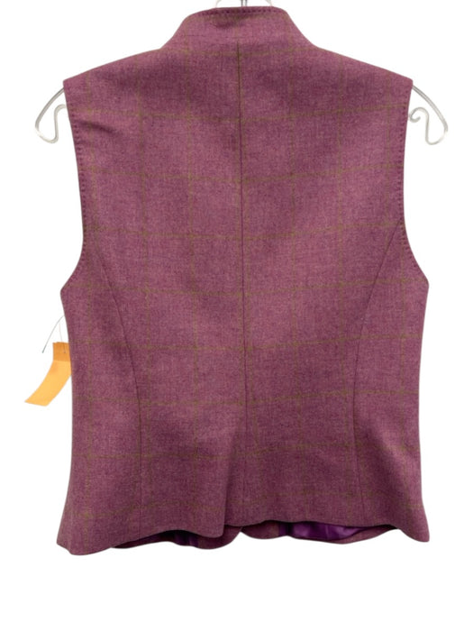 Cordings Purple Wool & Cashmere Plaid Button Front Slip Pocket Jacket Set Purple / 12/14