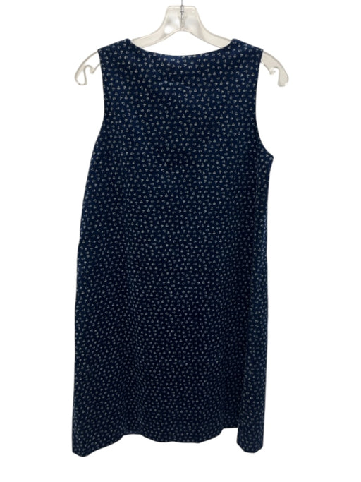 Ann Mashburn Size M Indigo Blue Cotton Pattern Split Neck Velvet Dress Indigo Blue / M