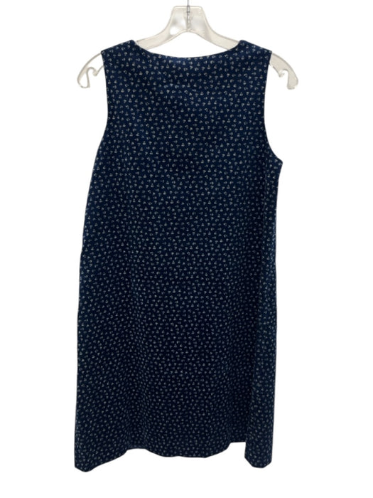 Ann Mashburn Size M Indigo Blue Cotton Pattern Split Neck Velvet Dress Indigo Blue / M
