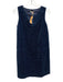 Ann Mashburn Size M Indigo Blue Cotton Pattern Split Neck Velvet Dress Indigo Blue / M