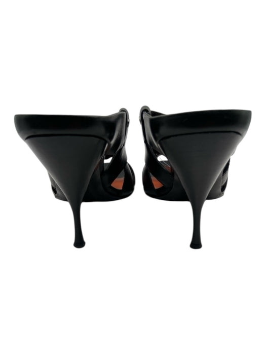 Prada Shoe Size 36.5 Black Leather Square Toe Criss Cross Cutout Sandals Black / 36.5