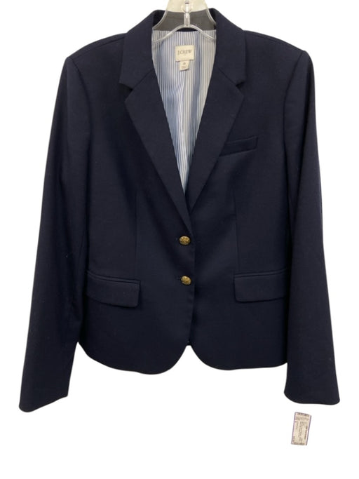 J. Crew Factory Size 6 Navy Blue Wool & Polyester 2 Buttons Blazer Jacket Navy Blue / 6
