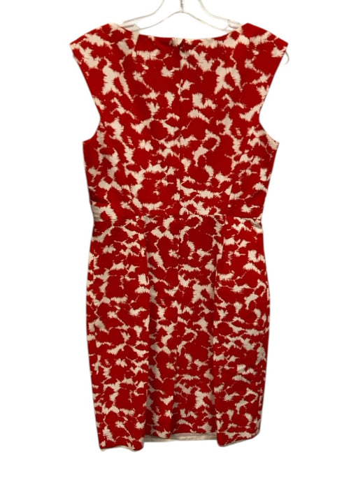 Milly Size 8 Red & White Cotton Sleeveless Abstract Print Split Neck Dress Red & White / 8