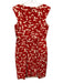 Milly Size 8 Red & White Cotton Sleeveless Abstract Print Split Neck Dress Red & White / 8