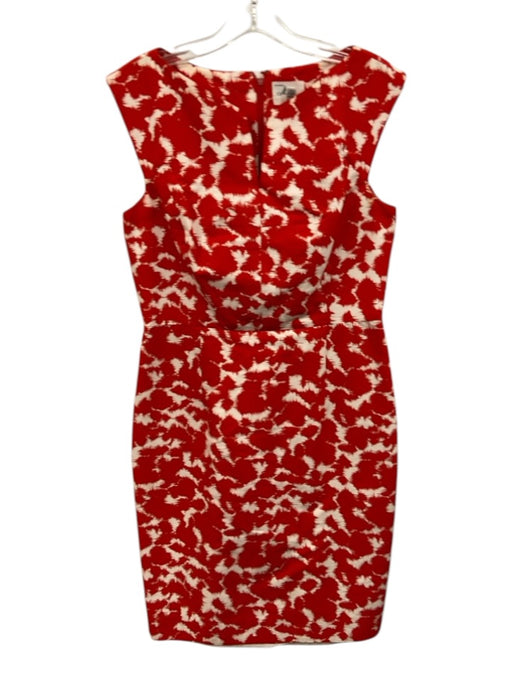Milly Size 8 Red & White Cotton Sleeveless Abstract Print Split Neck Dress Red & White / 8