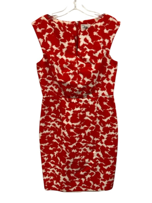 Milly Size 8 Red & White Cotton Sleeveless Abstract Print Split Neck Dress Red & White / 8