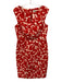 Milly Size 8 Red & White Cotton Sleeveless Abstract Print Split Neck Dress Red & White / 8