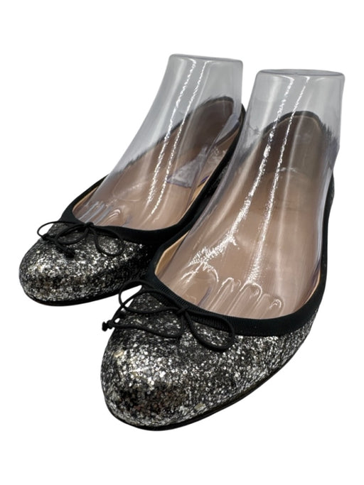 Christian Louboutin Shoe Size 37.5 Silver & Black Glitter Round Toe Ballet Flats Silver & Black / 37.5