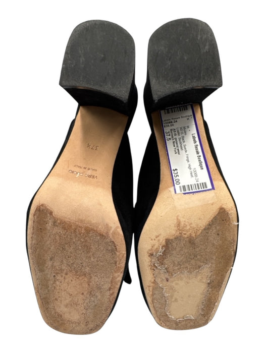 Barneys New York Shoe Size 37.5 Black Suede Fringe High Heel Loafer Mules Black / 37.5