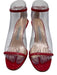 Manolo Blahnik Shoe Size 37.5 Red Leather Ankle Buckle Midi Heel Sandals Red / 37.5