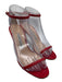 Manolo Blahnik Shoe Size 37.5 Red Leather Ankle Buckle Midi Heel Sandals Red / 37.5