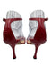 Manolo Blahnik Shoe Size 37.5 Red Leather Ankle Buckle Midi Heel Sandals Red / 37.5