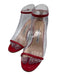 Manolo Blahnik Shoe Size 37.5 Red Leather Ankle Buckle Midi Heel Sandals Red / 37.5