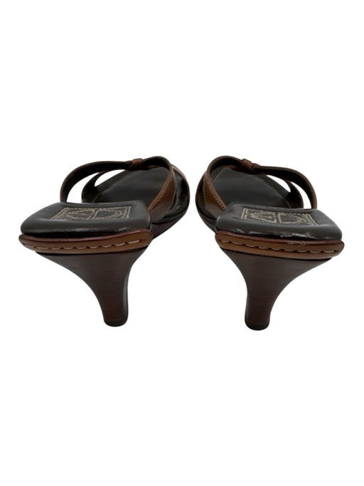 Cole Haan Shoe Size 37.5 Brown Leather Slip On Strappy Stacked Heel Sandals Brown / 37.5