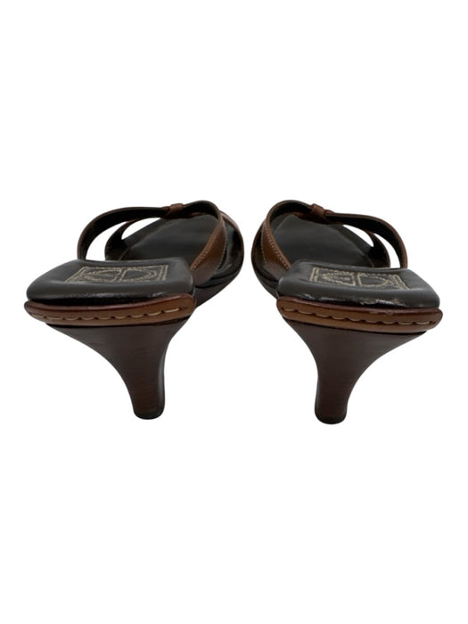 Cole Haan Shoe Size 37.5 Brown Leather Slip On Strappy Stacked Heel Sandals Brown / 37.5