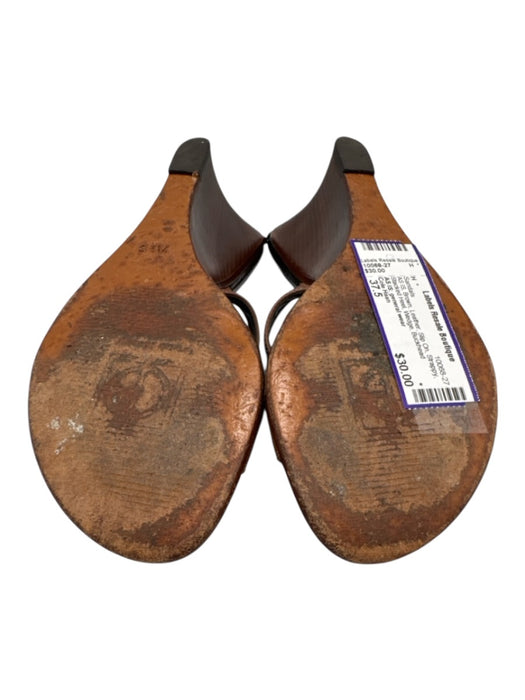 Cole Haan Shoe Size 37.5 Brown Leather Slip On Strappy Stacked Heel Sandals Brown / 37.5