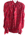 Free People Size S Red Cotton Tie V Neck Ruffle Detail Gathered Long Sleeves Top Red / S