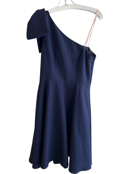 Gal Meets Glam Size 8 Navy Polyester Blend One Shoulder Bow Detail Dress Navy / 8