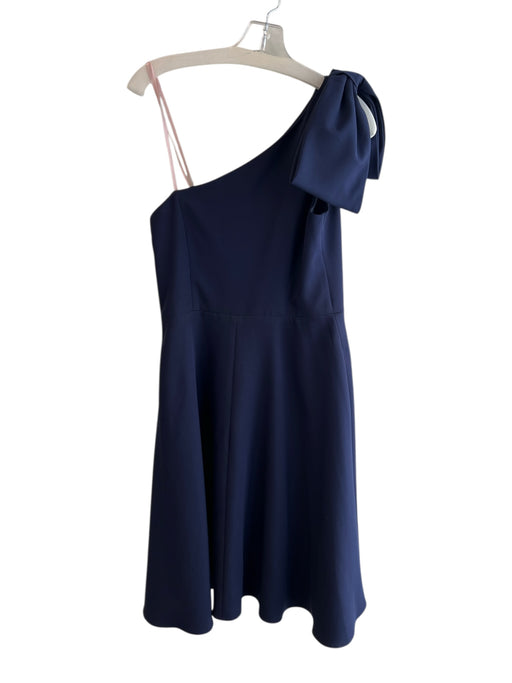 Gal Meets Glam Size 8 Navy Polyester Blend One Shoulder Bow Detail Dress Navy / 8