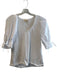 Nation Size M White Cotton Short Sleeve solid color V Neck Puff Sleeves Top White / M
