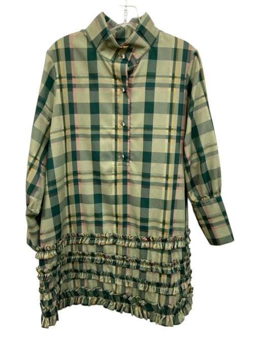 Tuckernuck Size Large Green, Yellow, Pink Polyester Long Sleeve Plaid Dress Green, Yellow, Pink / Large