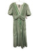 Anthropologie Size Small Green & White Cotton Short Sleeve Dotted Maxi Dress Green & White / Small