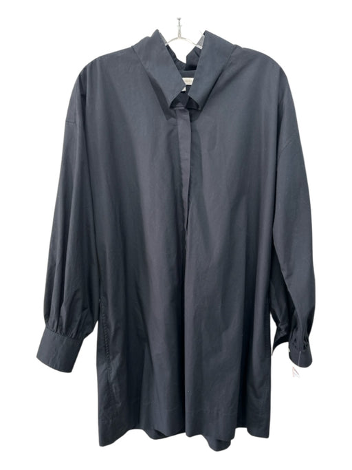 Ann Mashburn Size Large Black Cotton Long Sleeve Hidden buttons Collar Dress Black / Large