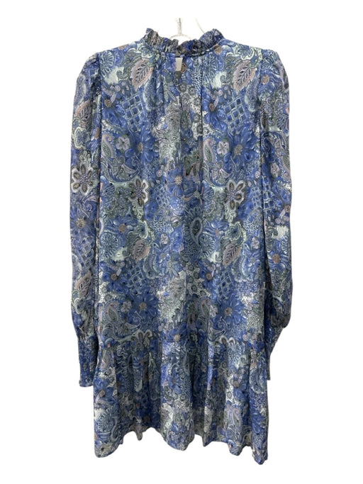 Marie Oliver Size 1 Blue, Purple, Orange Silk Blend Long Sleeve Paisley Dress Blue, Purple, Orange / 1