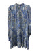 Marie Oliver Size 1 Blue, Purple, Orange Silk Blend Long Sleeve Paisley Dress Blue, Purple, Orange / 1