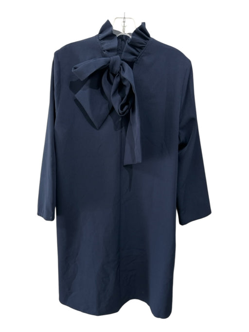 Tuckernuck Size XL Navy Blue Polyester Blend Long Sleeve Pleated Neck Dress Navy Blue / XL