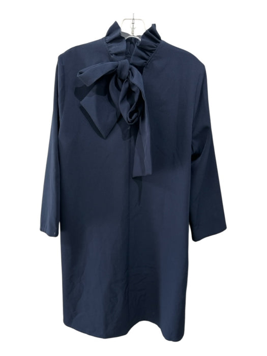 Tuckernuck Size XL Navy Blue Polyester Blend Long Sleeve Pleated Neck Dress Navy Blue / XL