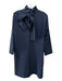 Tuckernuck Size XL Navy Blue Polyester Blend Long Sleeve Pleated Neck Dress Navy Blue / XL