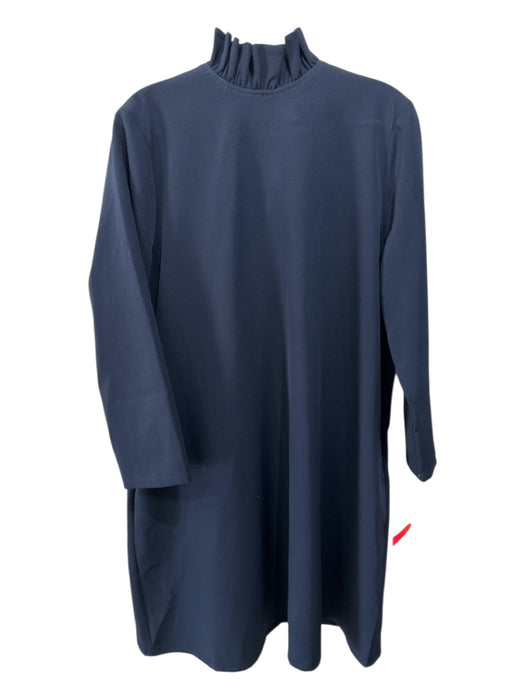 Tuckernuck Size XL Navy Blue Polyester Blend Long Sleeve Pleated Neck Dress Navy Blue / XL